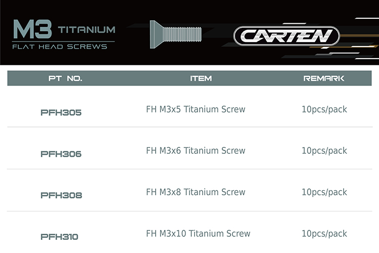M3 TITANIUM FLAT HEAD SCREWS
